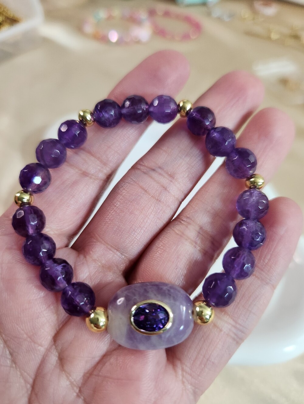 Amethyst Beaded Bracelet - Picture 4 of 5